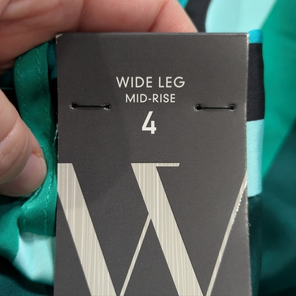 NWT Worthington Blue Green Striped Satin Wide Leg Mid Rise Professional Pant 4 - Picture 9 of 13